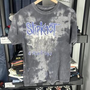 modern y2k grey tie dye slipknot graphic band tee large